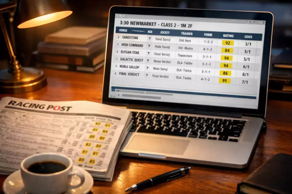 Speed ratings chart for horse racing analysis